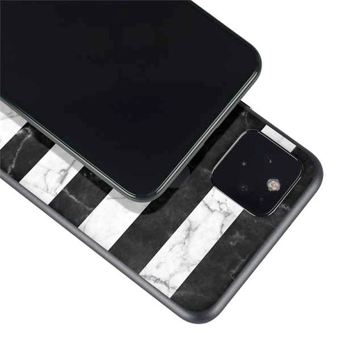 Black and White Striped Marble Google Pixel 5 Skin